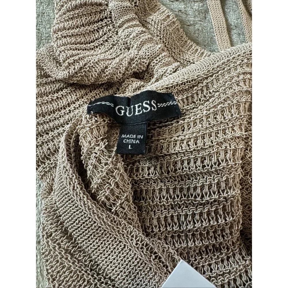 Guess Halter Top Womens Size L Champagne Color SL Rhea Cowl Neck Milk Tea - Picture 11 of 16